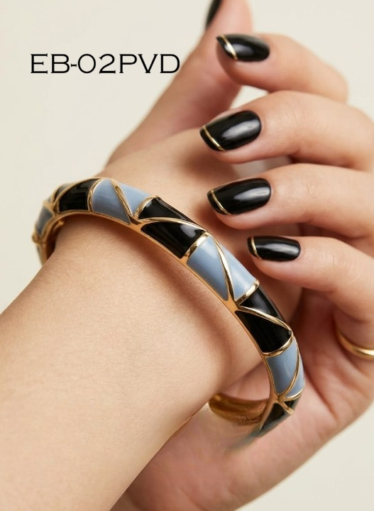 Black and Dusty Blue / Slate Blue Bangle
